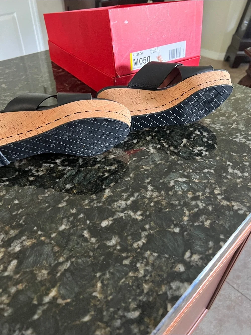 Donald J. Pliner Black Leather Crisscross Wedge Slides size 5 worn once